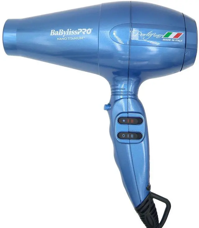 Alt view image 3 of 7 - Babyliss Pro Nano Titanium Portofino 6600 Full-Size Hair Dryer Blue BNT6610N with Barberology Comb Set (Clipper, Cutting, Taper Combs) - Red