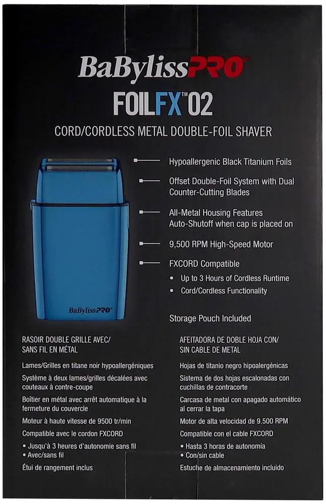 Alt view image 5 of 6 - BaByliss Pro LIMITED EDITION Cordless Metal Double Foil Shaver (Blue) FXFS2BL with Barberology Comb Set (Clipper, Cutting, Taper Combs) - Red