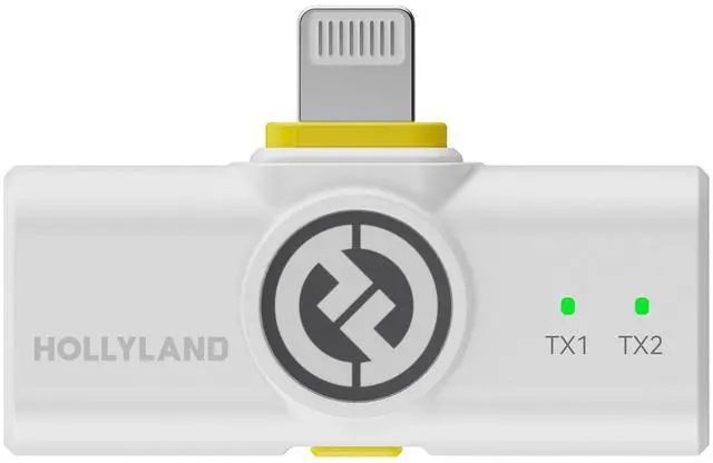 Alt view image 4 of 7 - Hollyland LARK M2 DUO 2-Person Wireless Microphone System with Lightning Connector (2.4 GHz, Ivory White) Accessory Bundle