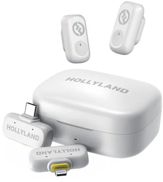 Main image of Hollyland LARK A1 Combo 2-Person Wireless Microphone System with USB-C and Lightning Connectors for Mobile Devices (Ivory White, 2.4 GHz)