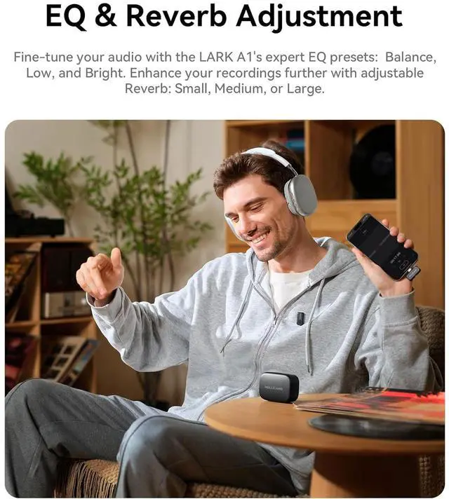 Alt view image 5 of 7 - Hollyland LARK A1 Combo 2-Person Wireless Microphone System with USB-C and Lightning Connectors for Mobile Devices (Ivory White, 2.4 GHz)