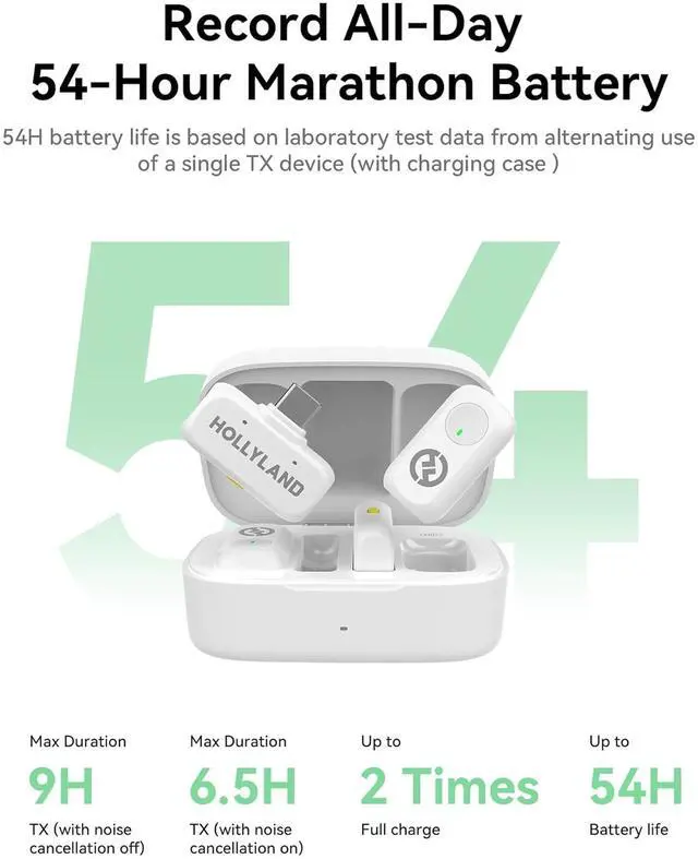 Alt view image 4 of 7 - Hollyland LARK A1 Combo 2-Person Wireless Microphone System with USB-C and Lightning Connectors for Mobile Devices (Ivory White, 2.4 GHz)