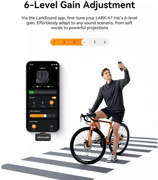 Alt view image 6 of 7 - Hollyland LARK A1 Combo 2-Person Wireless Microphone System with USB-C and Lightning Connectors for Mobile Devices (Ivory White, 2.4 GHz)