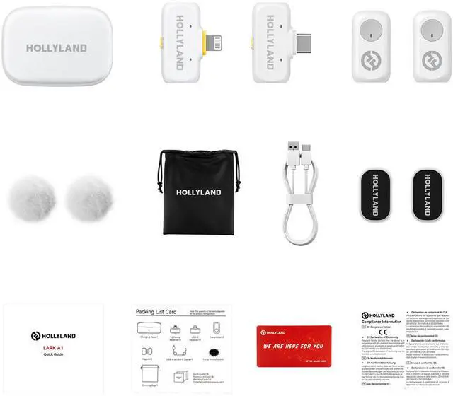 Alt view image 2 of 7 - Hollyland LARK A1 Combo 2-Person Wireless Microphone System with USB-C and Lightning Connectors for Mobile Devices (Ivory White, 2.4 GHz)