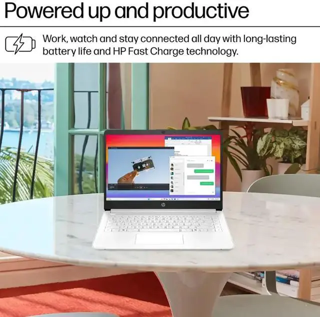 Alt view image 4 of 7 - HP 14-Inch Laptop with Intel Celeron N4500 Processor, 4GB RAM, 64GB eMMC Storage, Windows 11 Home in S Mode, Wi-Fi 6, Bluetooth 5.4, HD Display, Microsoft 365, and Up to 12 Hours Battery Life  Snowfl