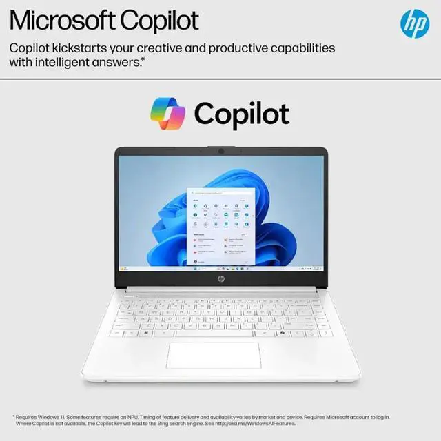 Alt view image 6 of 7 - HP 14-Inch Laptop with Intel Celeron N4500 Processor, 4GB RAM, 64GB eMMC Storage, Windows 11 Home in S Mode, Wi-Fi 6, Bluetooth 5.4, HD Display, Microsoft 365, and Up to 12 Hours Battery Life  Snowfl