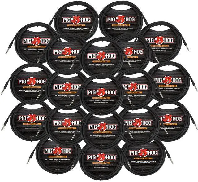 Main image of Pig Hog PTRS15 High Performance 1/4" TRS Instrument Cable, 15 Feet - 20 Pack