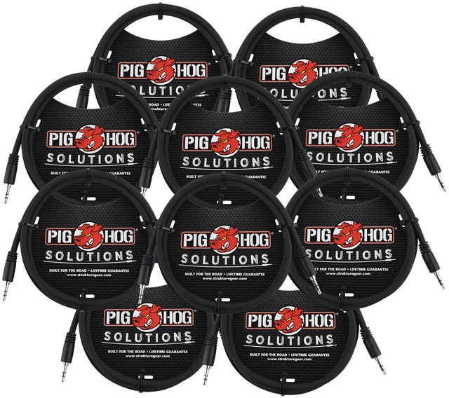 Main image of 10x Pig Hog Solutions 3.5mm TRS to 3.5mm TRS Adapter Cable, 6ft