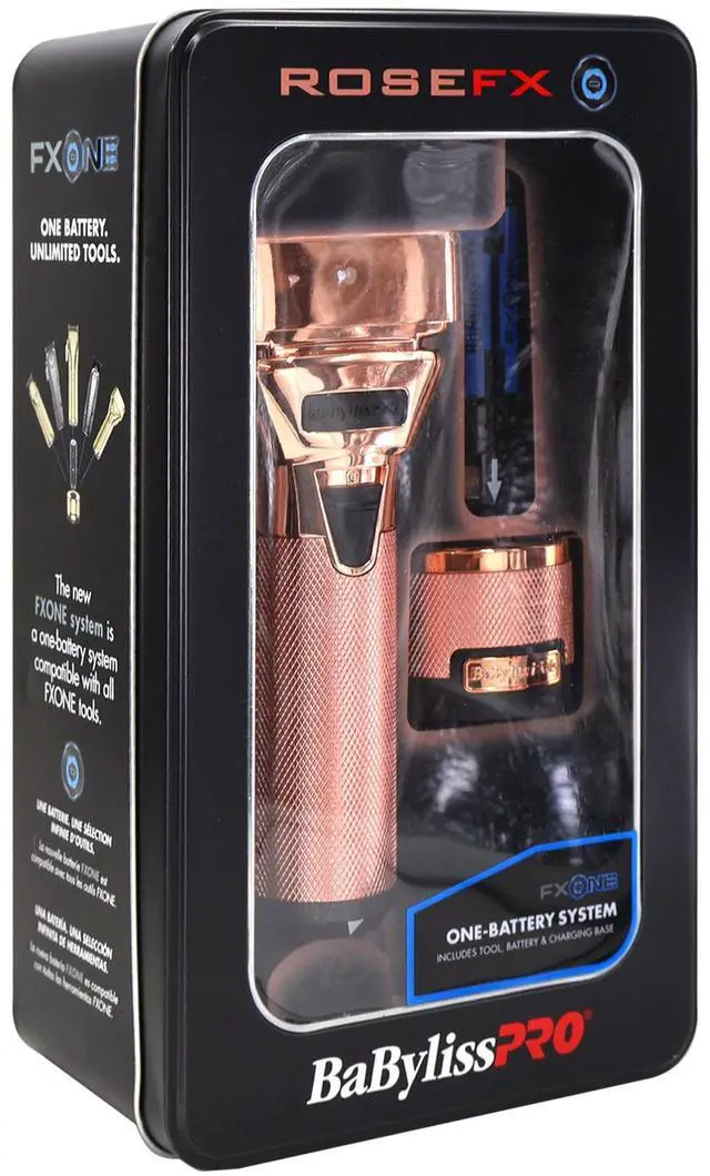 Alt view image 7 of 7 - BaByliss Pro FXONE ROSEFX All-Metal Interchangeable-Battery Shaver FX79FSRG with Barberology Metal Comb Set 9" Clipper Comb and 7.5" Cutting Comb Rose Gold