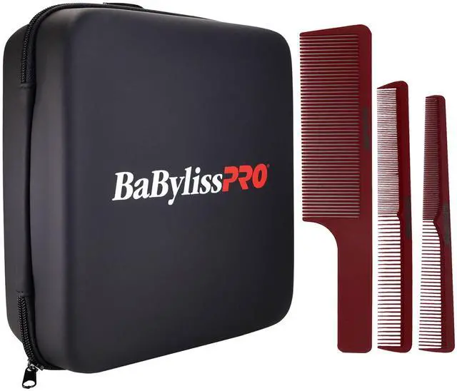 Main image of BaByliss Pro Universal Travel Case Fits Clipper Shaver Trimmer and Accessories with Barberology Comb Set (Clipper, Cutting, Taper Combs) - Red