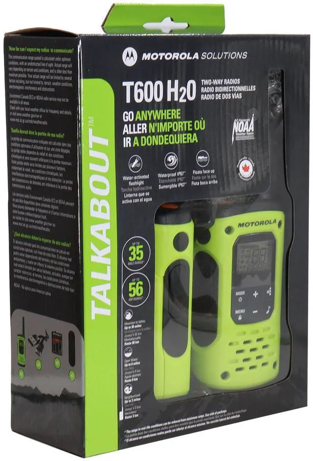 Alt view image 3 of 4 - Motorola Solutions Talkabout T600 H2O 35 Miles Waterproof Two-Way Radio - 22 Channel (Green)