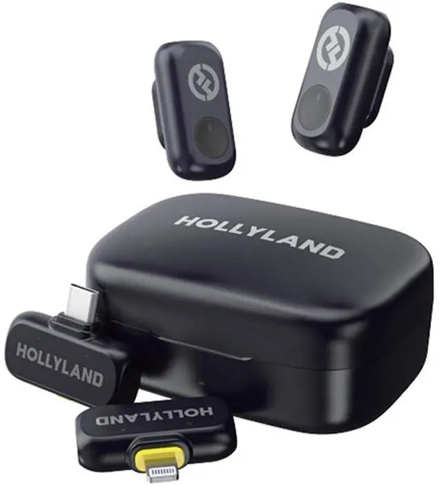 Alt view image 2 of 7 - Hollyland LARK A1 Combo 2-Person Wireless Microphone System with USB-C and Lightning Connectors for Mobile Devices (Space Gray, 2.4 GHz) Video Bundle