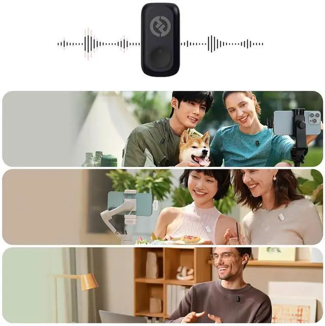 Alt view image 4 of 7 - Hollyland LARK A1 Combo 2-Person Wireless Microphone System with USB-C and Lightning Connectors for Mobile Devices (Space Gray, 2.4 GHz) Video Bundle