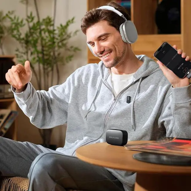 Alt view image 5 of 7 - Hollyland LARK A1 Combo 2-Person Wireless Microphone System with USB-C and Lightning Connectors for Mobile Devices (Space Gray, 2.4 GHz) Video Bundle