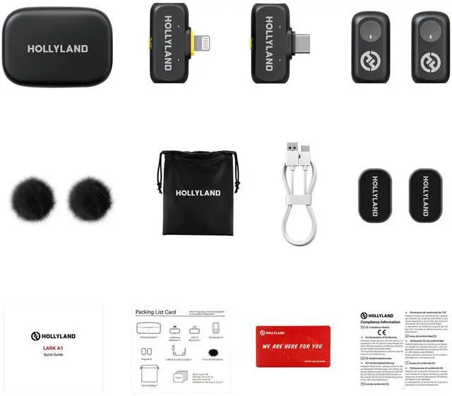 Alt view image 3 of 7 - Hollyland LARK A1 Combo 2-Person Wireless Microphone System with USB-C and Lightning Connectors for Mobile Devices (Space Gray, 2.4 GHz) Video Bundle