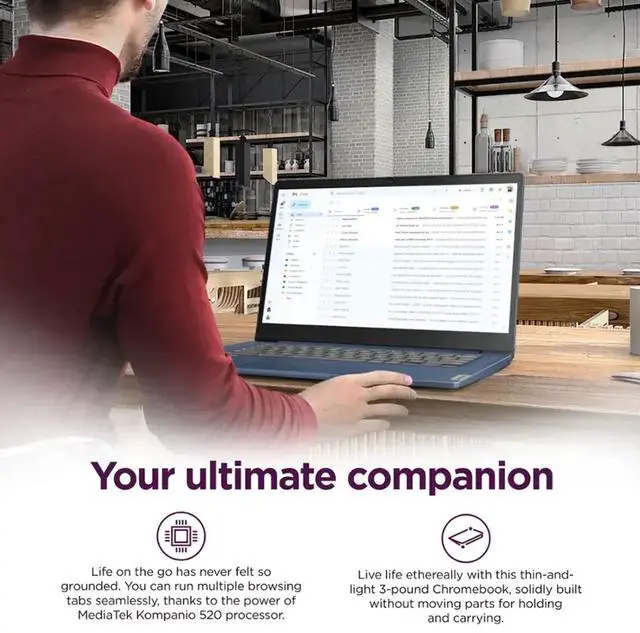 Alt view image 7 of 7 - Lenovo IdeaPad Slim 3 Chromebook 14" Full HD Laptop - MediaTek Kompanio 520 - 4GB Memory - 64GB eMMC (Abyss Blue) with Transcend 256GB 300S UHS-I microSDXC Memory Card