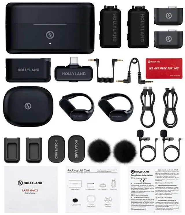 Alt view image 3 of 7 - Hollyland LARK MAX 2 ULTIMATE COMBO 2-Person Wireless Lavalier Microphone System for Cameras and Mobile Devices (Space Gray) with Essential Accessories Kit