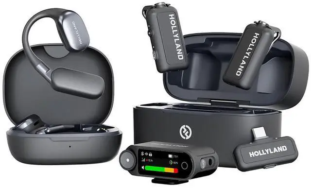 Alt view image 2 of 7 - Hollyland LARK MAX 2 ULTIMATE COMBO 2-Person Wireless Lavalier Microphone System for Cameras and Mobile Devices (Space Gray) with Essential Accessories Kit