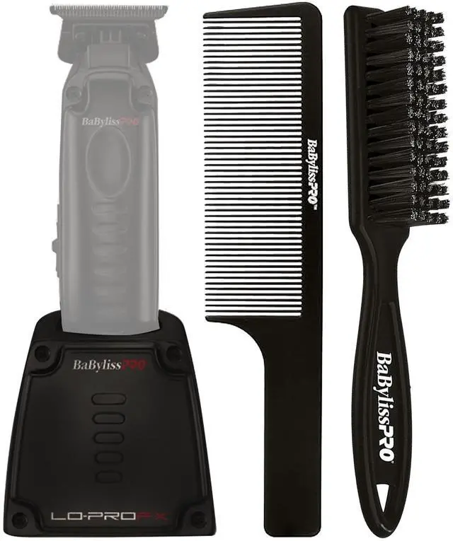 Main image of BaByliss Pro LO-PROFX Trimmer Charging Base FX726BASE with Fade Brush and 9" Comb
