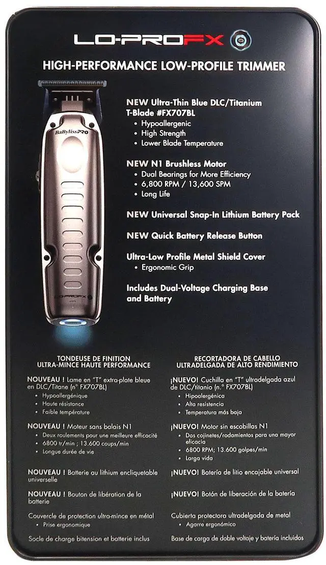 Alt view image 6 of 7 - BaByliss Pro FXONE LO-PROFX High-Performance Low-Profile Trimmer FX729 with Fade Brush and 9" Comb