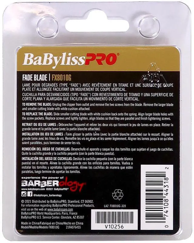 Alt view image 3 of 6 - BaByliss Pro Replacement Gold Titanium Fade Blade FX8010G Fits for FX870, FX825 and FX673 Models with Fade Brush and 9" Comb