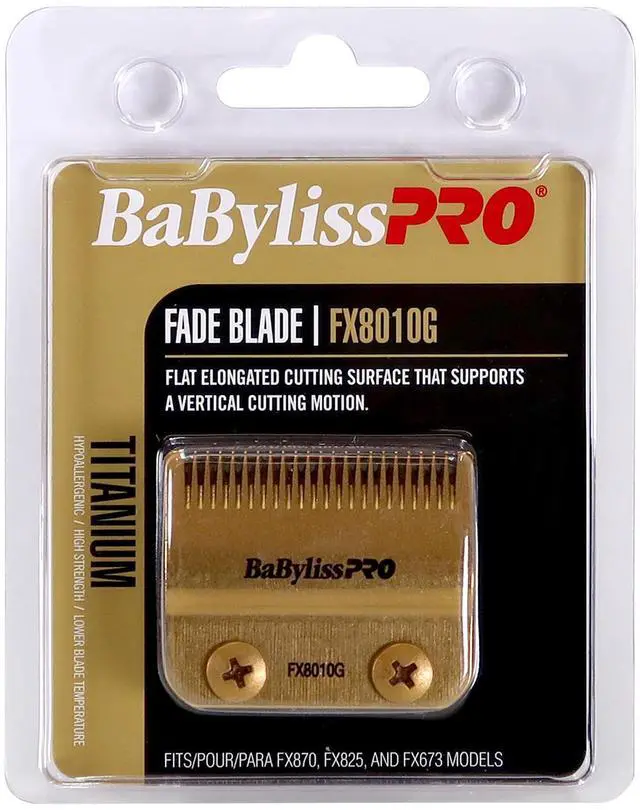 Alt view image 2 of 6 - BaByliss Pro Replacement Gold Titanium Fade Blade FX8010G Fits for FX870, FX825 and FX673 Models with Fade Brush and 9" Comb