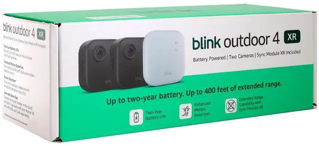 Alt view image 3 of 7 - 2x Blink Outdoor 4 XR Wireless Security Camera, 400 Feet of Extended Range (Sync Module XR included) - 2 Cameras