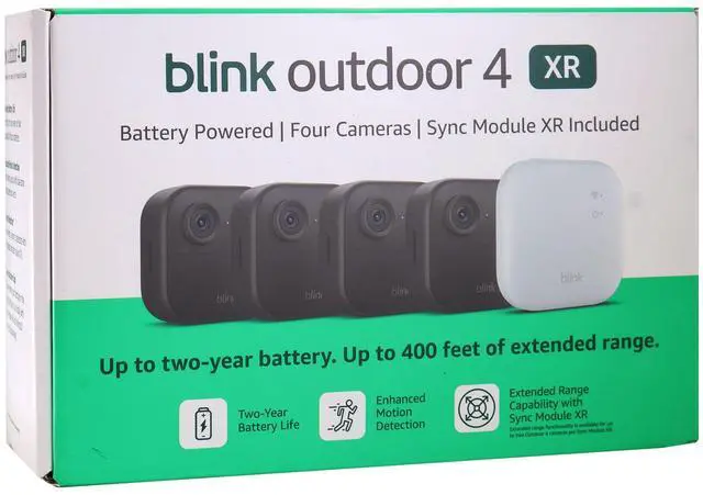 Alt view image 3 of 7 - 2x Blink Outdoor 4 XR Wireless Security Camera, 400 Feet of Extended Range (Sync Module XR included) - 4 Cameras