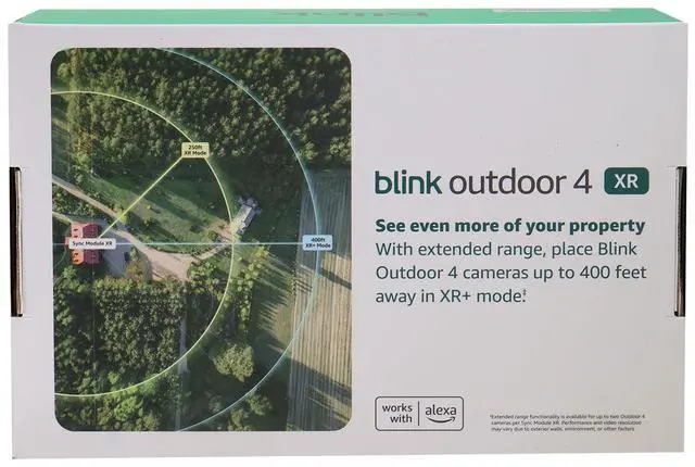 Alt view image 4 of 7 - 2x Blink Outdoor 4 XR Wireless Security Camera, 400 Feet of Extended Range (Sync Module XR included) - 4 Cameras