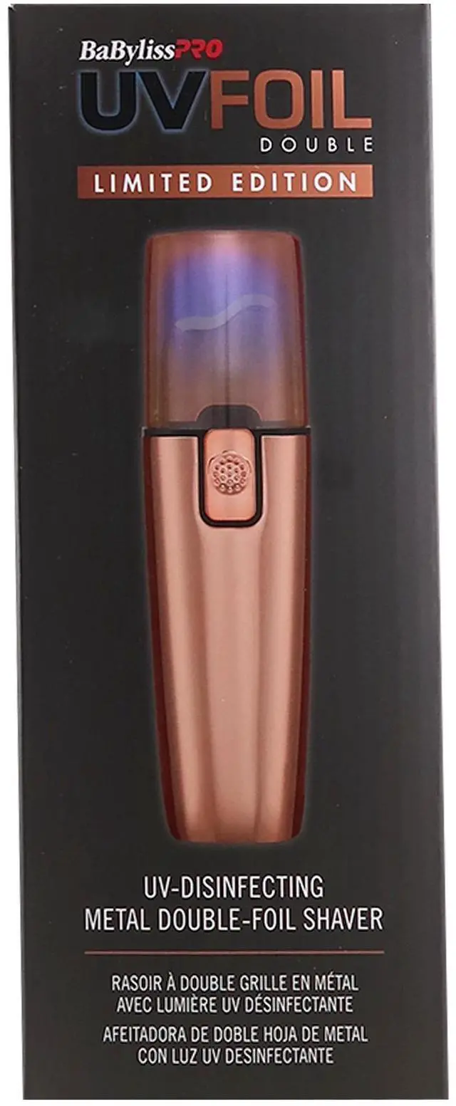 Alt view image 5 of 7 - BaByliss Pro LIMITED EDITON UVFOIL UV-Disinfecting Metal Double Foil Shaver FXLFS2RG (Rose Gold) with Fade Brush and 9" Comb