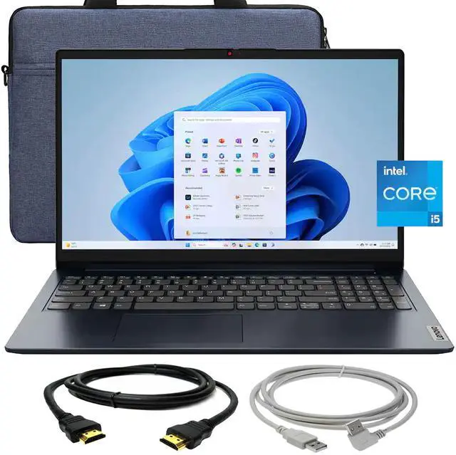 Main image of Lenovo Ideapad 1i 15.6" Full HD Touchscreen Laptop Intel Core i5-1334U - 16GB Memory, 512GB SSD (Abyss Blue) with Splash Proof Laptop Bag and Cables