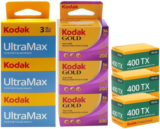Main image of Kodak GOLD 200 & UltraMax 400 Color Negative Film 36 Exp - 3 Pack with 3x Pro 400TX Tri-X 400 Black & White Negative Film - 24 Exp