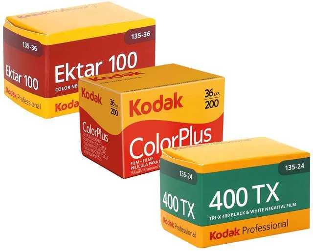 Main image of Kodak Professional 400TX Tri-X 400 Black & White Negative Film - 24 Exp with ColorPlus 200 & Pro Ektar 100 Color Negative Film, 36 Exposures
