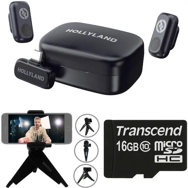 Main image of Hollyland LARK A1 Duo 2-Person Wireless Lavalier Microphone System with USB-C Connector for Mobile Devices (Space Gray, 2.4 GHz) with Content Creation Bundle