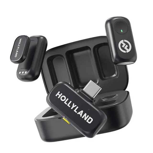 Alt view image 2 of 7 - Hollyland LARK A1 Duo 2-Person Wireless Lavalier Microphone System with USB-C Connector for Mobile Devices (Space Gray, 2.4 GHz) with Content Creation Bundle