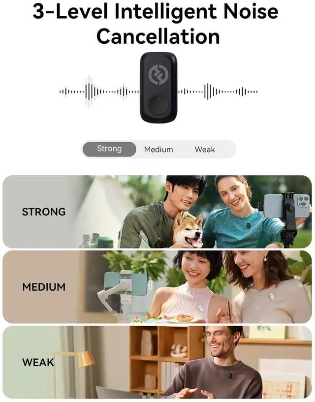 Alt view image 3 of 7 - Hollyland LARK A1 Duo 2-Person Wireless Lavalier Microphone System with USB-C Connector for Mobile Devices (Space Gray, 2.4 GHz) Video Bundle