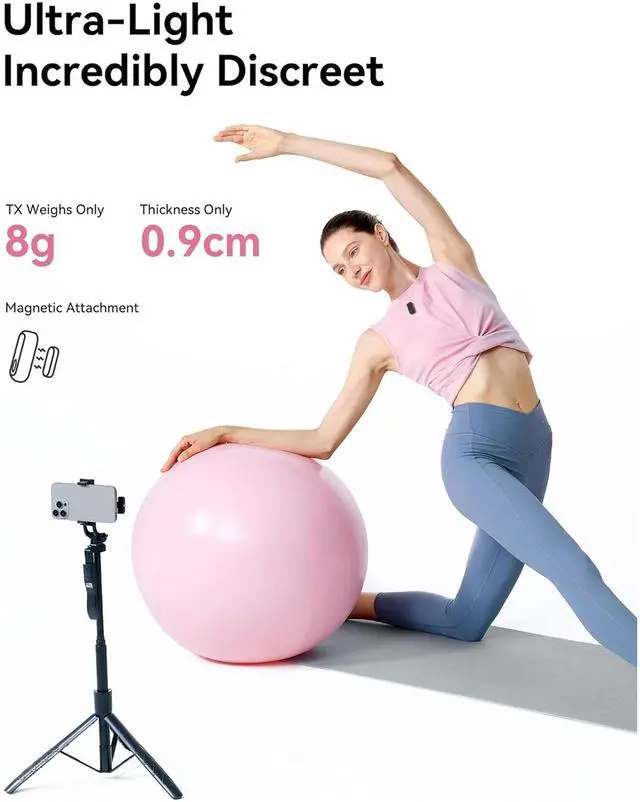 Alt view image 7 of 7 - Hollyland LARK A1 Duo 2-Person Wireless Lavalier Microphone System with USB-C Connector for Mobile Devices (Space Gray, 2.4 GHz) Video Bundle