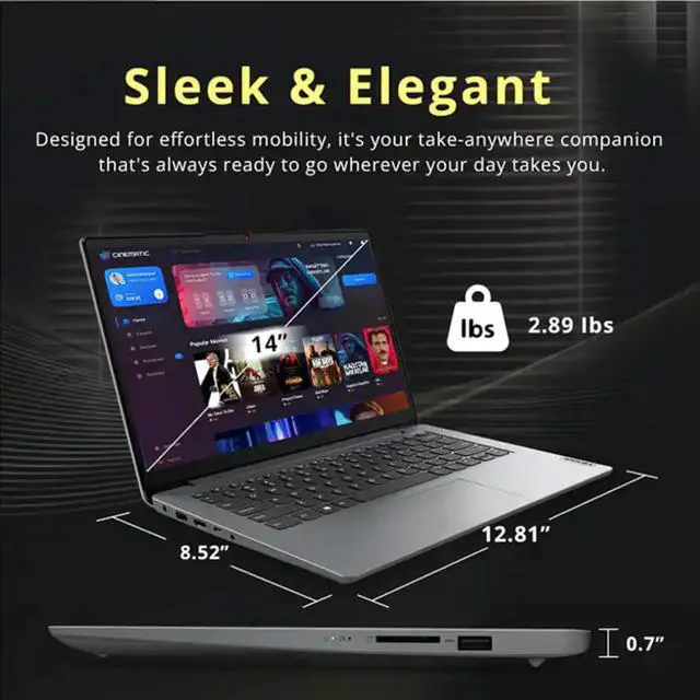 Alt view image 11 of 13 - Lenovo IdeaPad 1 14 Laptop, 14.0" HD Display, Intel Celeron N4500, 1.1 GHz, 4GB RAM, 128GB eMMC, Intel UHD Graphics 600, One-Year Microsoft 365, Win11HS, Cloud Grey, 82LV0075US