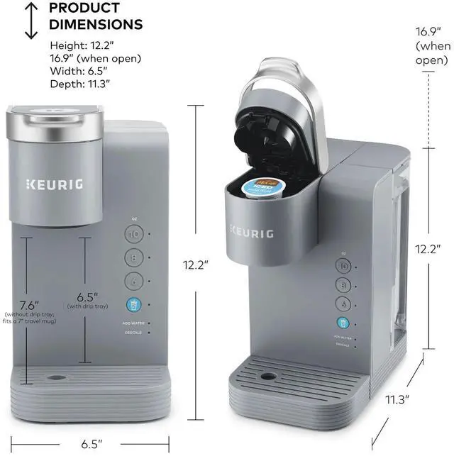 Alt view image 7 of 7 - Keurig K-Express Essentials Plus, Iced and Hot Single-Serve K-Cup Pod Coffee Maker, Gray