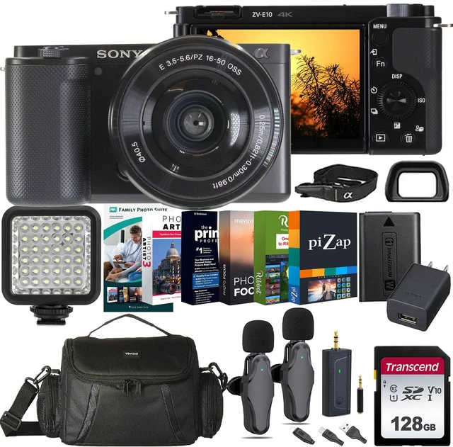Main image of Sony ZV-E10 Mirrorless Camera (Black) with E PZ 16-50mm f/3.5-5.6 OSS II Lens All Inclusive Video Podcasting Kit