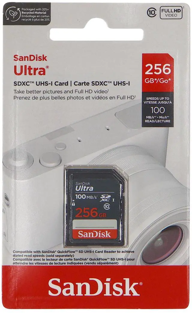 Alt view image 2 of 3 - 3x SanDisk Ultra 256GB UHS-I 100MB/s Class 10 SDXC Memory Card + Card Wallet