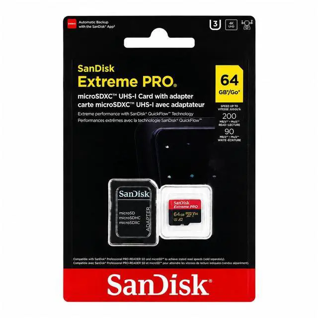Alt view image 12 of 13 - SanDisk 64GB Extreme PRO A2 microSDXC Card UHS-I U3 V30 Read Speed up to 200MB/s for 4K UHD Video (SDSQXCU-064G-GN6MA)