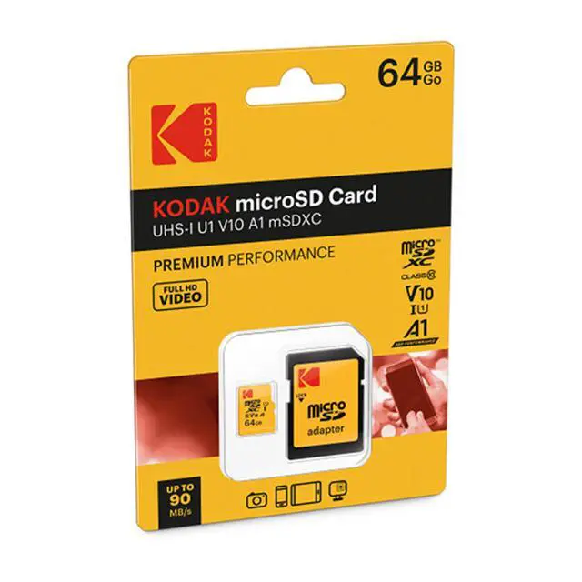 Alt view image 2 of 2 - Kodak 64GB Premium Performance microSDXC Memory Card with SD Adapter
