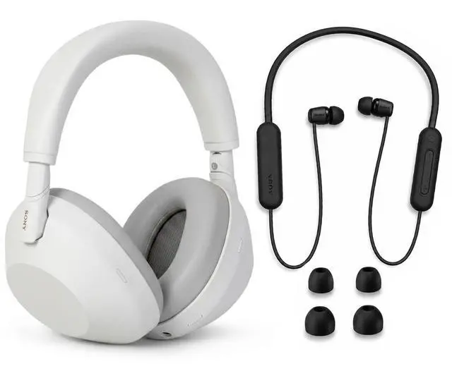 Main image of Sony WH-1000XM6 Wireless Noise Canceling Headphones - Silver with WI-C100 Wireless In-Ear Headphones