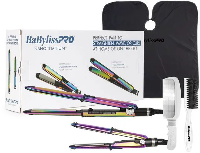 Main image of BaByliss Pro Nano Titanium Prima3100 & Prima2000 Styling Irons Prepack BNTPK1RB (Iridescent) Professional Stylist Bundle
