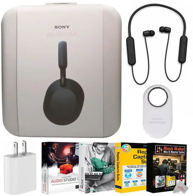 Main image of Sony WH-1000XM5 Noise-Canceling Wireless Over-Ear Headphones (Black) with WI-C100 Wireless In-Ear Headphones Audio Bundle