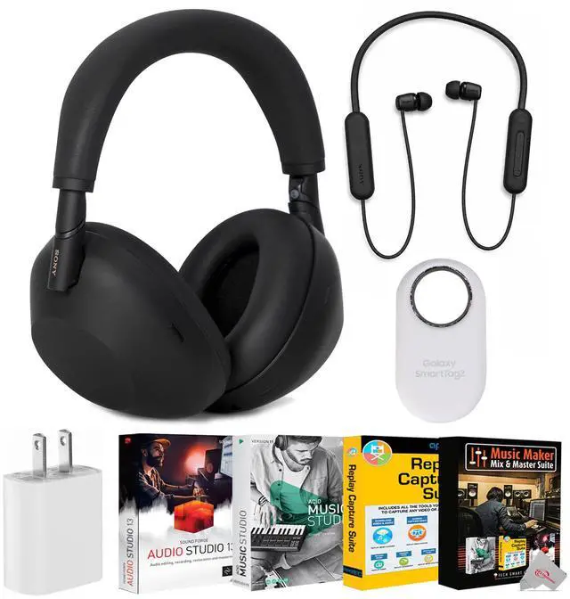 Main image of Sony WH-1000XM6 Wireless Noise Canceling Headphones - Black with WI-C100 Wireless In-Ear Headphones Audio Bundle