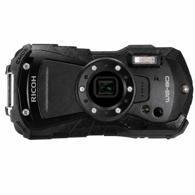 Alt view image 2 of 5 - Ricoh WG-80 Waterproof Digital Camera (Black) Accessory Bundle