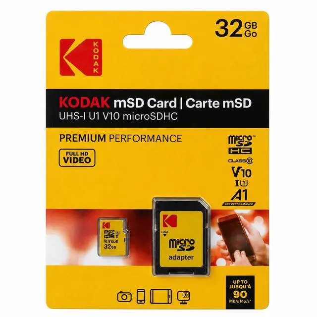 Alt view image 4 of 4 - Kodak 32GB Class 10 UHS-I U1 microSDHC Card with Adapter