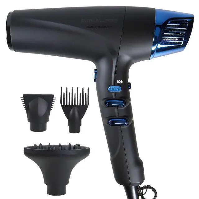 Alt view image 2 of 7 - BaByliss Pro Limited-Edition Nano Titanium Professional High-Speed Dual Ionic Dryer Black & Blue BNTMB9100 + Porcelain Ceramic Limited Edition Straightening Iron 1" and Spring Curling Iron 1¼" Styling